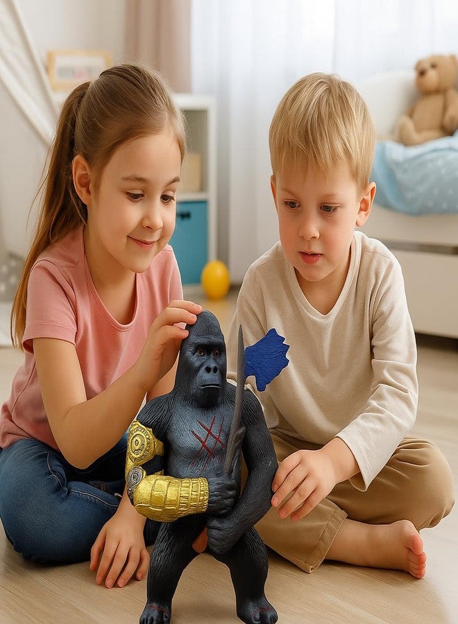 DTR Creation Hard Rubber Gorilla Action Figure Toy for Kids | 20 cm Jungle King Collectible Model | Grey-Black Animal Figurine | Durable Monster for Boys | Gift & Display Toy for Children - Image 5